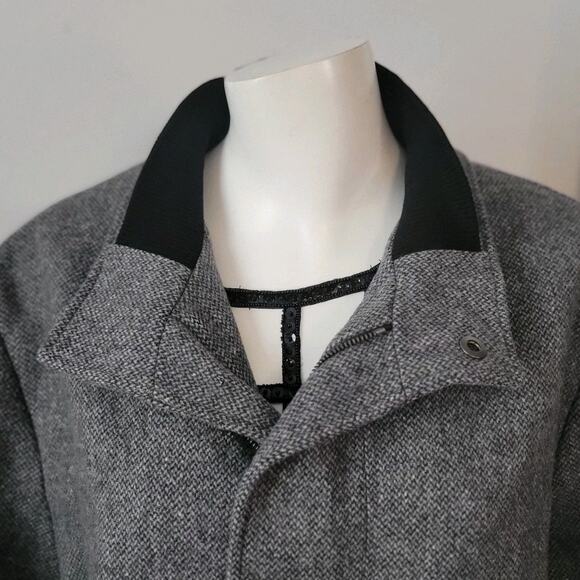 Theory Mens Sz. L Gray Coat Clarence RF Twist Wool Zip Snap Closure See Desc. - Picture 3 of 14